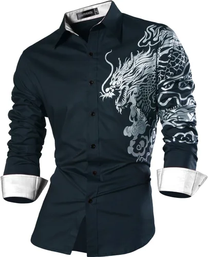 Vista 172 de JZS041, camisa de vestir de manga larga para hombre