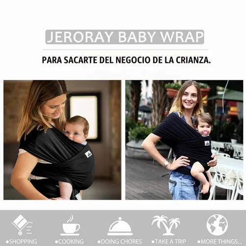 Vista 7 de Fular Portabebés, Portabebés Jeroray, Portabebés para bebé manos libres, ligero, transpirable, suave, negro