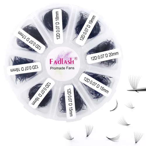 Vista 20 de Extensiones de pestañas de volumen Premade Fans Extensiones de pestañas 10D C/D rizadas