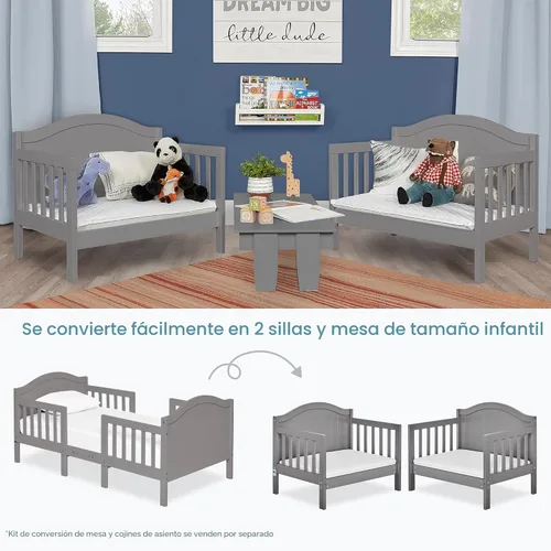 Vista 7 de Dream On Me Portland - Cama convertible 3 en 1 para niños pequeños con rieles de seguridad en blanco, certificada por Baby Safety Alliance