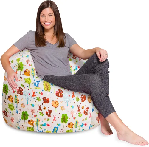 Vista 52 de Posh Beanbags - Sillón puff XL, 48 pulgadas, tela de lona para colorear - Mundo divertido Azul Rey Sólido