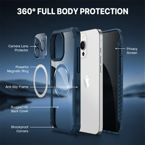 Vista 200 de CENHUFO Funda de privacidad para iPhone 11 Pro, funda de cuerpo completo con protector de pantalla de privacidad de vidrio templado 9H integrado