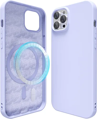 Vista 107 de oakxco Funda de silicona para iPhone 12 Pro Max, magnética, compatible con carga inalámbrica Magsafe, cubierta protectora de goma suave y delgada