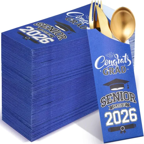 Vista 17 de Ireer 100 bolsas de papel para cubiertos de papel, fundas para utensilios de cocina para fiesta de graduación, decoración de mesa de centro de mesa