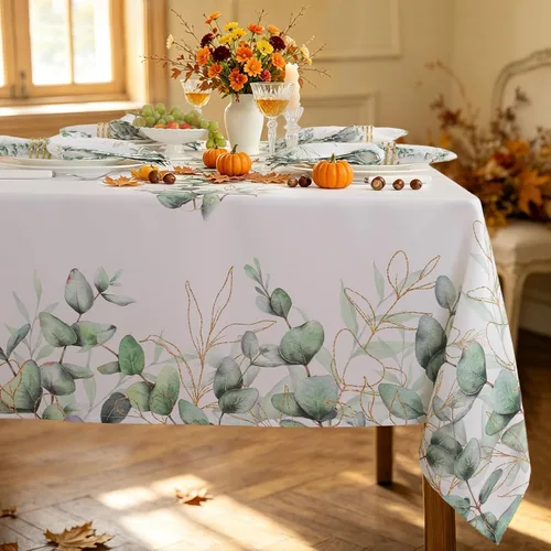 Vista 10 de Honellaty Manteles florales para mesas rectangulares, 60 x 84 pulgadas, sin arrugas, lavable a máquina, cubierta de mesa de poliéster, acuarela