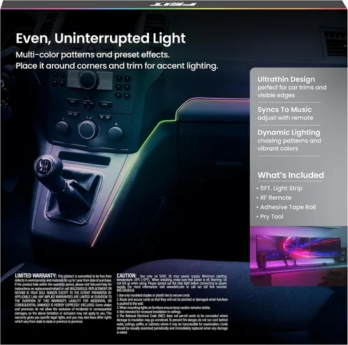 Vista 7 de Feit Electric Tira de luz LED para interiores de 5 pies, regulable, 0.1 pulgadas de ancho, persecución multicolor, alimentada por USB, patrones