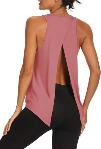 Vista 2 de Bestisun Camisetas de yoga con espalda abierta para mujer, con lazo en la espalda