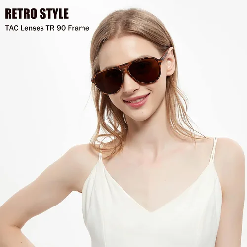 Vista 2 de Gafas de sol ligeras TAC polarizadas clásicas vintage retro de los años 70 marco TR-90 para mujeres y hombres protección UV 400