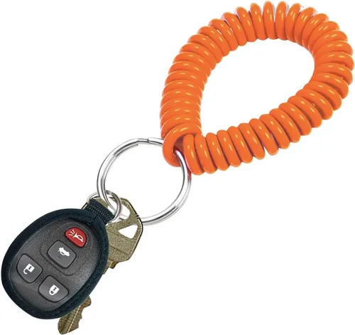 Vista 48 de Lucky Line - Resorte de muñeca en espiral de 2 pulgadas de diámetro con llavero de acero, multicolor, pulsera flexible para muñeca, se estira hasta