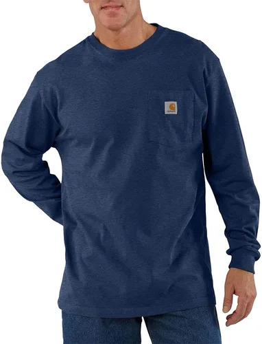 Vista 6 de Carhartt Camiseta de trabajo de manga larga con bolsillo para hombre Negro