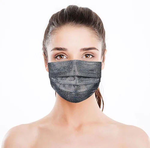 Vista 8 de Mascarillas desechables brillantes de moda, 3 capas transpirables metálicas brillantes con diseño de moda