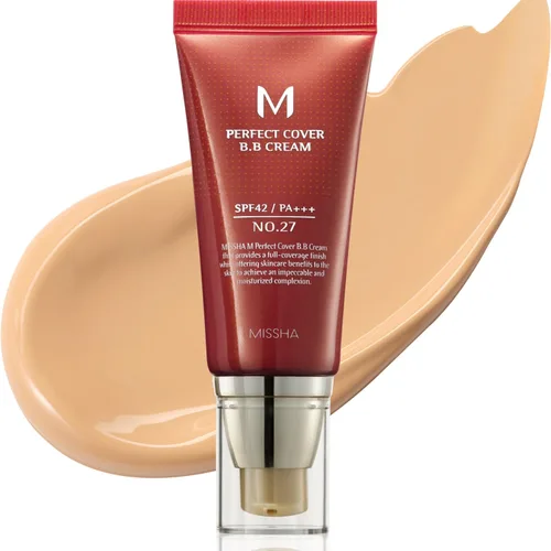 Vista 11 de MISSHA M Perfect Cover BB Cream No 31. Beige dorado - Medio/bronceado con subtono neutro SPF 42 PA +++ 1.69 fl oz - Hidratante teñido con SPF