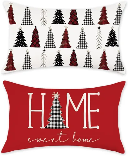 Vista 7 de TAJWE Juego de 2 fundas de almohada de Navidad de 18 x 18 pulgadas, fundas de almohada lumbar de invierno para sofá, decoración del hogar