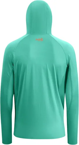 Vista 3 de Bassdash UPF 50+ Camisa de pesca de manga larga para hombre con máscara y pasamontañas UV para el cuello Verde Aqua