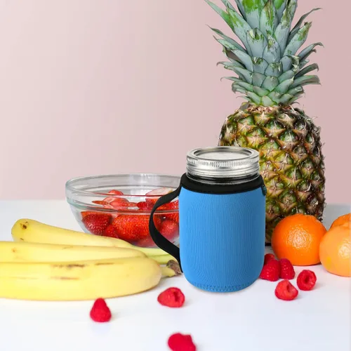 Vista 2 de Beautyflier Funda de neopreno para tarros Mason de 16 oz de boca regular, cubierta de neopreno para tarros Mason para vasos de beber, aislantes
