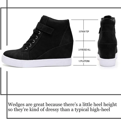 Vista 4 de Athlefit - Tenis de mujer con agujetas y cuña Alta moda, Botines al tobillo