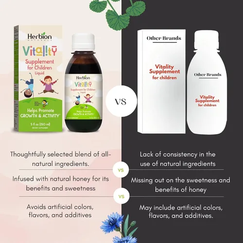 Vista 4 de HERBION Naturals Vitality Suplemento para niños, promueve el crecimiento y el apetito, alivia la fatiga, mejora el rendimiento mental y físico