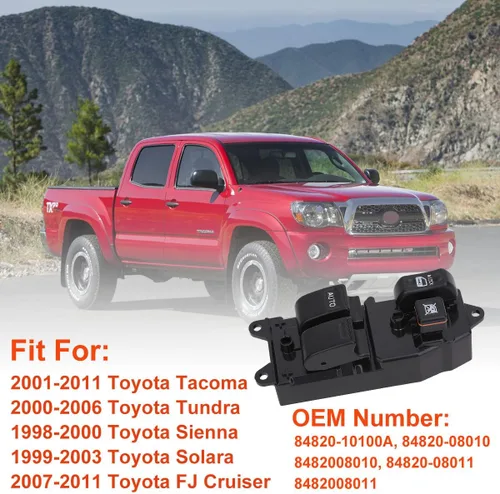 Vista 2 de 84820-08010 Interruptor de ventana eléctrica de puerta compatible con Toyota Tacoma 2001-2011