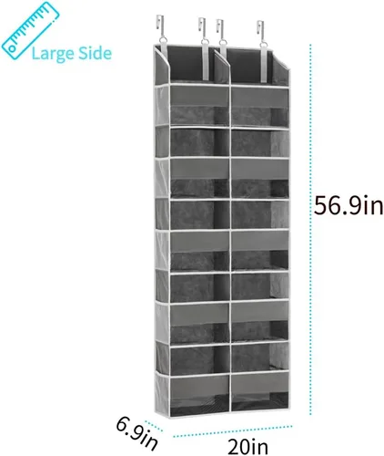 Vista 2 de Organizador para colocar sobre la puerta de 5 niveles, almacenamiento extra grande detrás de la puerta de 10 compartimentos, organizador colgante