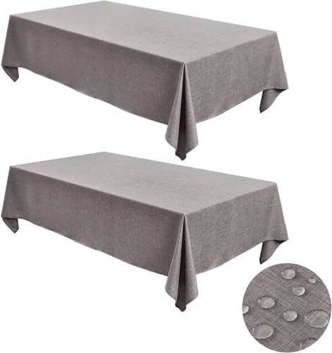Vista 12 de Fitable - Manteles de lino sintético para mesas rectangulares: Mantel de granja resistente al agua y a las manchas, manteles de arpillera