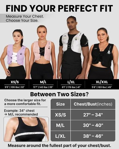 Vista 4 de Zelvot Chaleco para correr para mujeres y hombres, chaleco de hidratación Negro