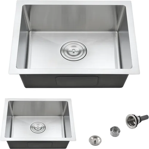 Vista 13 de Fregadero de barra de 14 pulgadas, fregadero de barra de montaje inferior de 14 x 19 pulgadas, fregadero de cocina pequeño de acero inoxidable