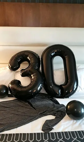 Vista 2 de Globos del números 0 de 40 pulgadas para formar los números 10, 20, 30, 40, 50, 60, 70, 80, 90, 100, para decoración de cumpleaños, bodas, eventos