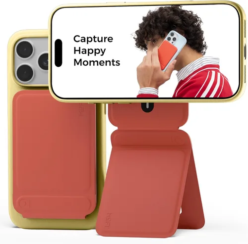 Vista 14 de MOFT Soporte de trípode para teléfono para iPhone, soporte para iPhone multiángulo, soporte para teléfono ligero y portátil, imanes fuertes, cuero