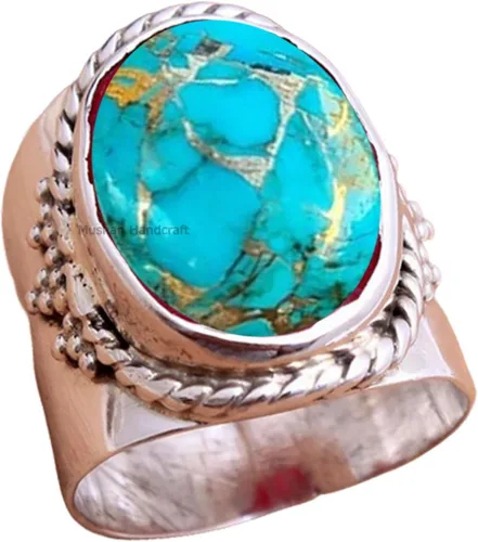 Vista 20 de Anillo de plata de ley 925 con piedras preciosas ovaladas auténticas, hecho a mano, hermoso regalo de Navidad para ella
