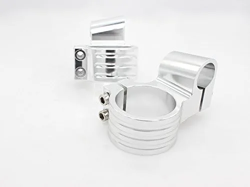 Vista 4 de 1.220 in 7/8" CNC aluminio motocicleta plata tenedor tubo clip en manillar elevador cabezas reemplazables ajuste para universal bike cafe racer