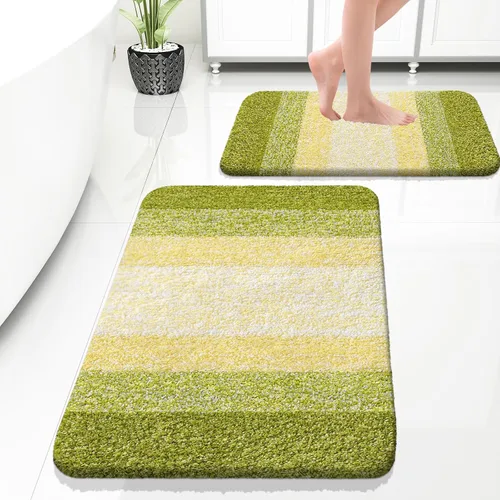 Vista 77 de OLANLY - Juego de tapetes para baño de 2 piezas, de microfibra, suaves y absorbentes, antideslizantes, lavables a máquina y para secadora, felpudos