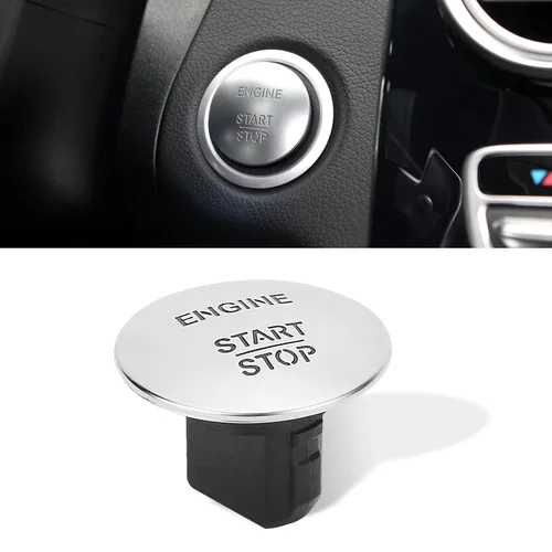 Vista 7 de Cubierta de Botón de Arranque y Parada del Motor de Fibra de Carbono Compatible con Mercedes Benz A220 C300 GLC300 GLA250, Negro
