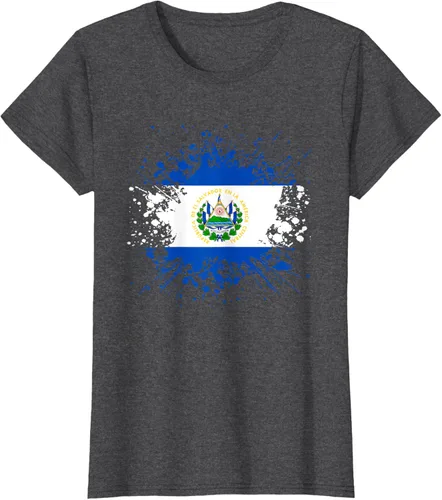 Vista 3 de Camiseta Salvador Patrimonio de la Familia Salvadoreña País Bandera de El Salvador, Negro
