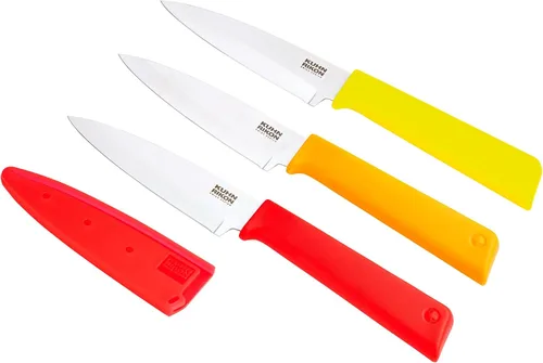 Vista 8 de Kuhn Rikon Colori+ Classic - Cuchillo de pelar recto antiadherente con funda de seguridad, hoja de 4.0 in, color verde