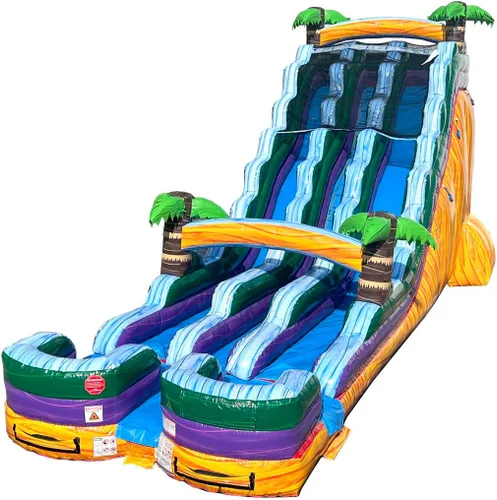 Vista 22 de TentandTable Tobogán acuático inflable de doble carril para niños y adultos, diversión acuática gigante de grado comercial, incluye soplador de aire