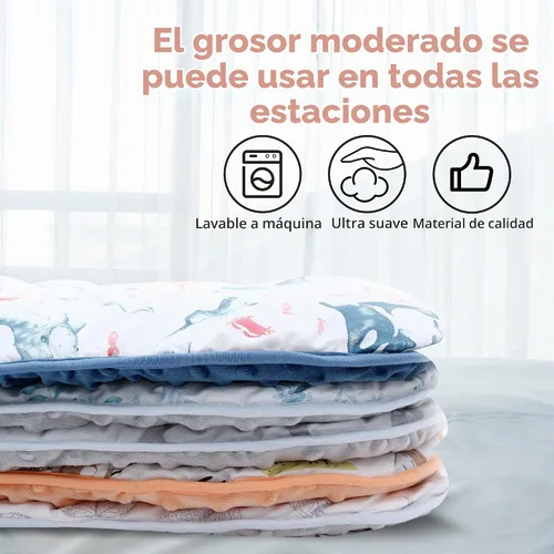 Vista 6 de Cojín para cochecito de bebé, suave Minky punteado e impreso, reversible, universal, transpirable y suave, inserto de asiento de automóvil infantil