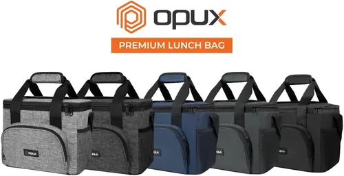 Vista 8 de OPUX Bolsa de enfriador suave, bolsa de almuerzo plegable aislada para hombres, trabajo, camping, playa, viaje, portátil, de lado suave