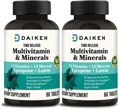 Vista 8 de DAIKEN Mini multivitamínico, 60 tabletas, mejorado con luteína, licopeno y ácido fólico, multivitamínico liberado por el tiempo para mujeres