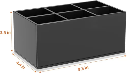 Vista 2 de HIIMIEI Organizador Portacepillos de Maquillaje Negro Acrílico de 6 Ranuras Organizador de Almacenamiento para Cepillos Cosméticos para Encimera