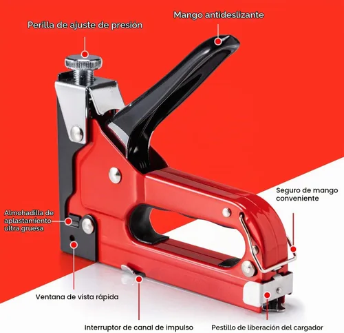 Vista 2 de PHITRIC - Pistola de grapas para tapicería resistente, 4 en 1, con 1200 grapas, grapadoras de acabado de potencia, grapadora manual con ajuste