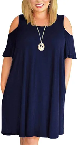 Vista 14 de Kancystore Vestido casual de verano para mujer, talla grande, con bolsillos Albaricoque