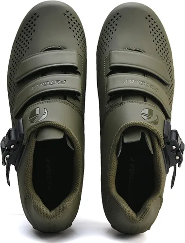 Vista 5 de Zapatos de ciclismo de montaña para hombre y mujer, zapatos de bicicleta MTB compatibles con Shimano SPD con pedales de 2 pernos con tacos, zapatos