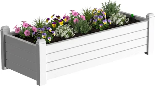 Vista 14 de PatioZen Cama de jardín elevada de 14 galones, maceta elevada de riego automático con tapón de drenaje y medidor para verduras, flores, hierbas Ashen