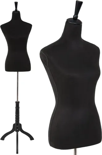 Vista 8 de HCY Maniquíes femeninos Torso forma de maniquí soporte para exhibición de 60 a 67 pulgadas de altura ajustable para coser base de madera, cuerpo