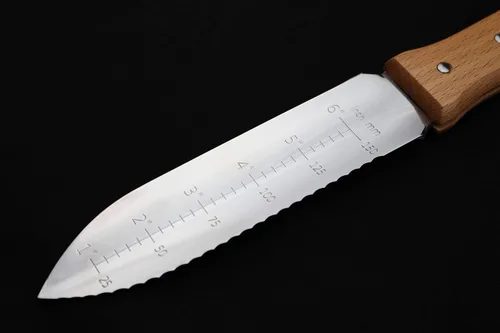 Vista 2 de Nisaku njp650 7.25" Cuchilla hori-hori de acero inoxidable cuchillo de deshierbe Tomita