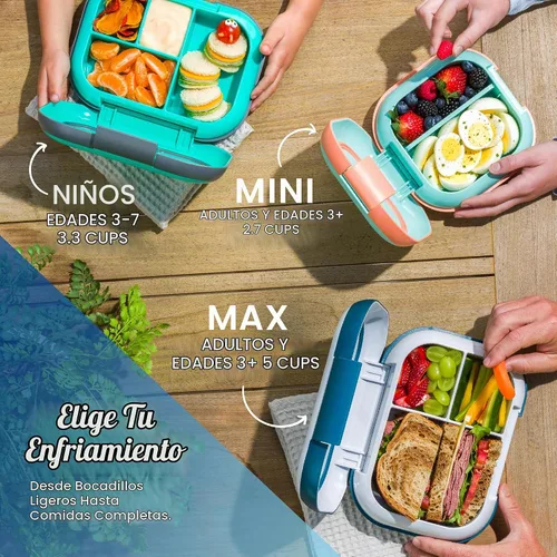Vista 7 de Bentgo Chill Kids - Lonchera Bento de 4 compartimentos a prueba de fugas Aguamarina