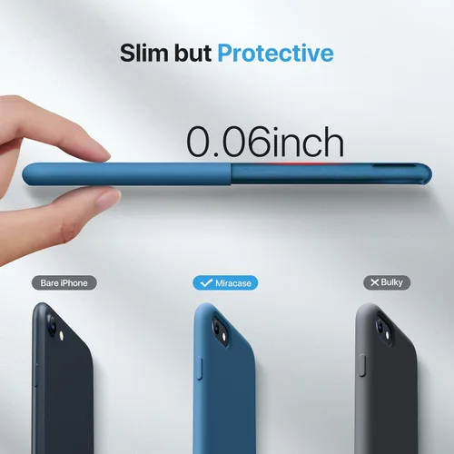 Vista 3 de Miracase Funda de silicona para iPhone SE 2022/SE 2020/7/8, color azul Azul Capri