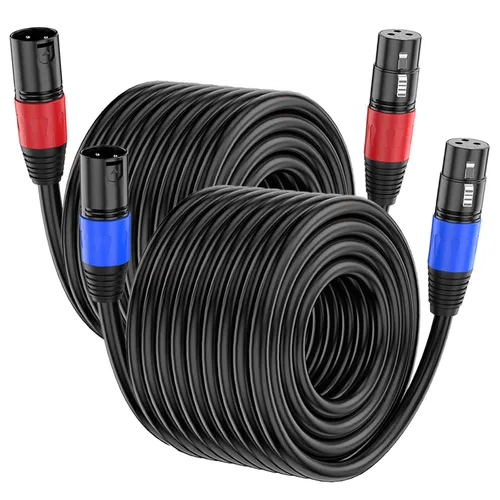 Vista 15 de Paquete de 2 cables XLR de 3.3 pies, cable de micrófono equilibrado de alta calidad con cable XLR de 3 pines macho a hembra, negro, cobre puro
