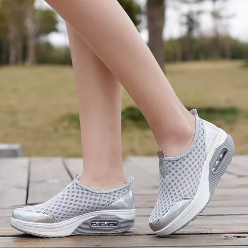 Vista 5 de L LOUBIT Women Walking Shoes Slip on Athletic Platform Mesh Tennis Breathable Wedge Sneakers