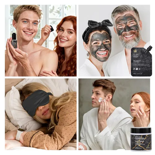 Vista 5 de 35 piezas de regalos de Navidad para mujeres y hombres, cesta de regalo de baño y cuerpo de carbón, kit de cuidado de la piel facial, regalo